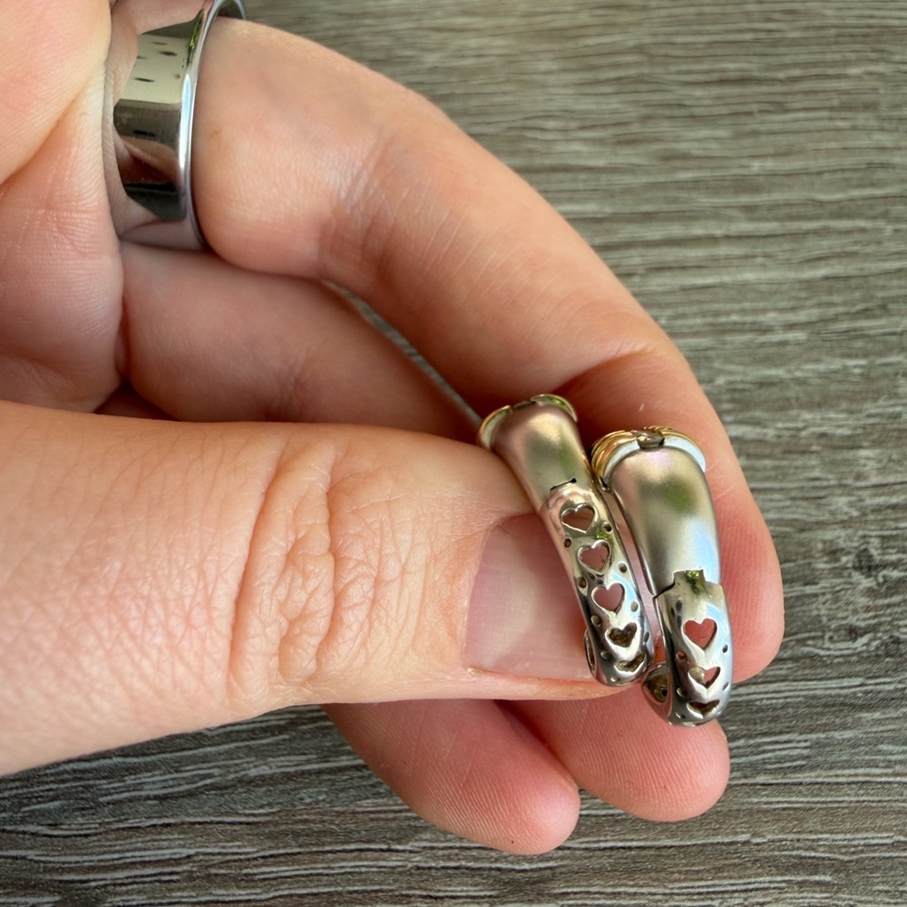 14k 585 Two Tone Gold Earrings With Diamonds 6 grams - Picture 6 of 11